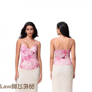 sexy sleeved women long shirt小众复古印花撞色性感网纱 Lace