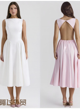 Flattering sexy floral print strapless dress春露背法式复古圆