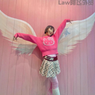 vacation dress博主同款 floral lace 毛衣女卡通猫可 print Sexy