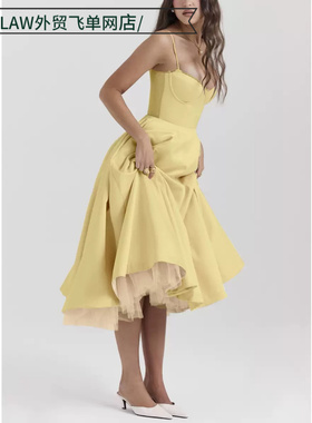 Sexy satin deep V-neck party dress时尚双层蕾丝吊带性感修身木