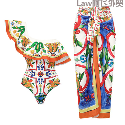 Printedone-pieceswimsuitsetlon