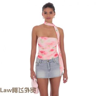 long sleeved Lace 印花修身 women shirt热销春夏时尚 抹胸 sexy