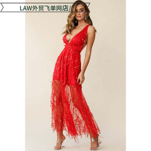 deep top Sexy dress时尚 camisole ball 性感吊带亮片蝴 sequin