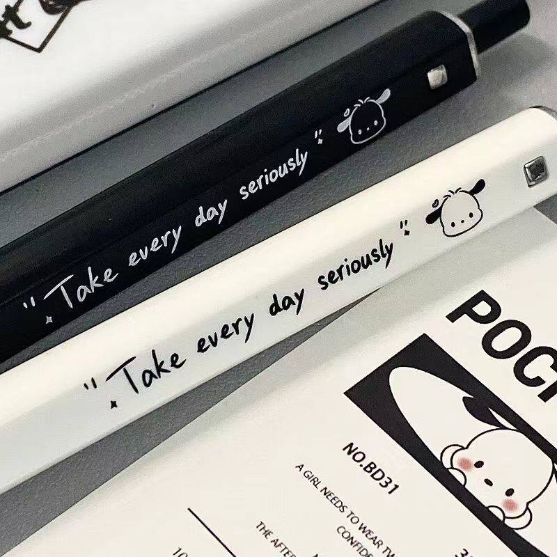 슈퍼 귀여운 파차 개 프레스 스퀘어 펜 XIAOHONGSHU INS 고급스러운 스타일 학생 브러쉬 펜 0.5 검정색 워터 펜