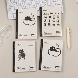 卡通猫咪A6横线笔记本可爱记事本笔记考试学生无线胶装本软面抄