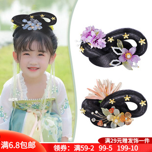 儿童古装头饰假发可爱女童汉服造型头饰套装简单百搭古风发髻发包