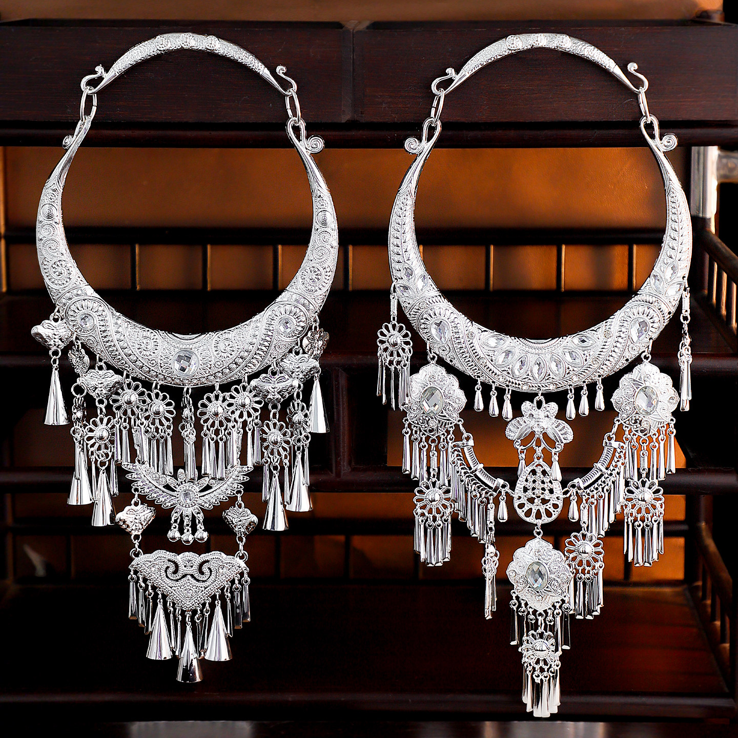 民族风复古苗疆大项圈仿苗银手工百搭项链配饰长流苏日常旅拍配饰