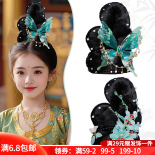 古装儿童唐风古典舞民族汉服头饰假发组合发髻舞蹈敦煌发饰古风