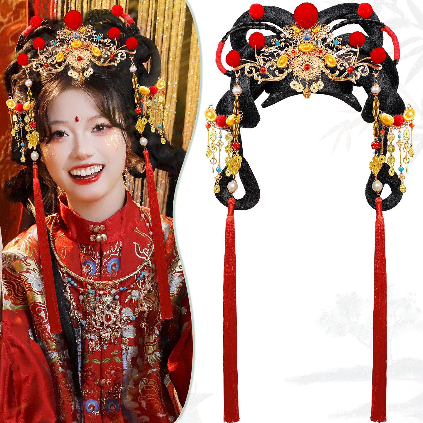 古风发饰新年假发组合