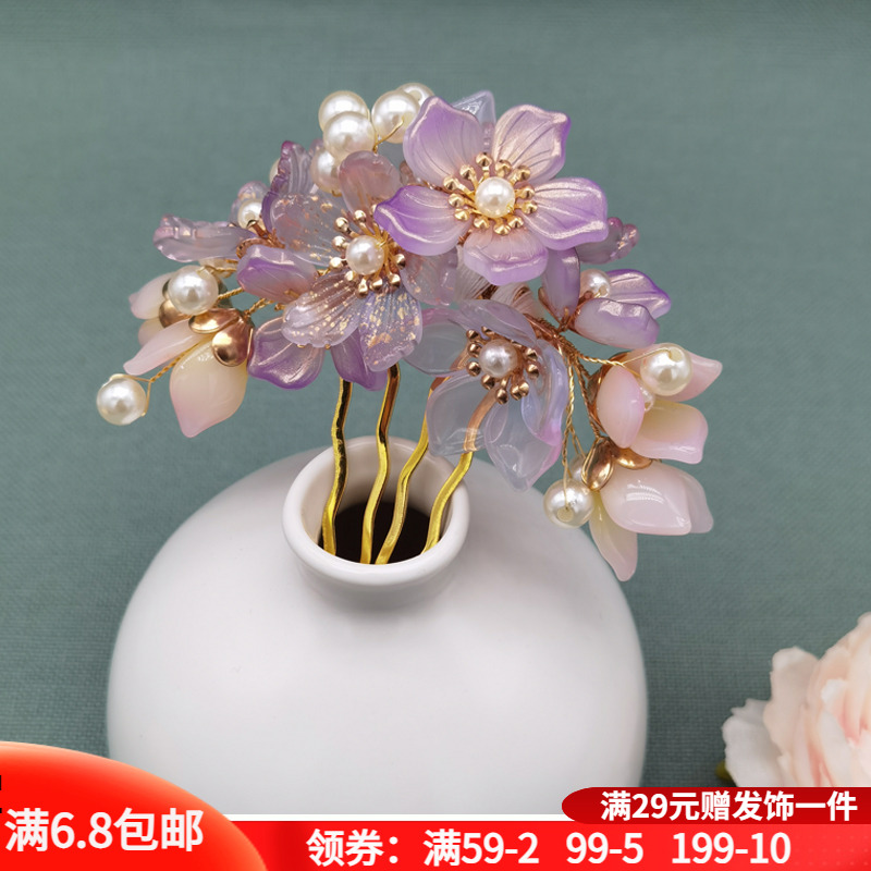 古风仙气点缀发梳小清新日常花朵