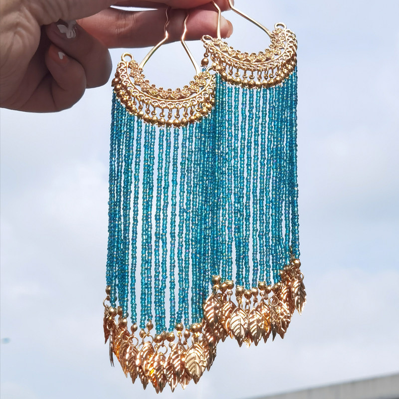 古风合金流苏发钗步摇汉服配饰古代U钗古装发饰簪子饰品叶子发插