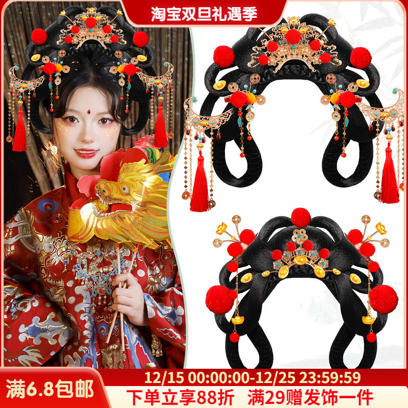 新年喜庆发饰发髻套装