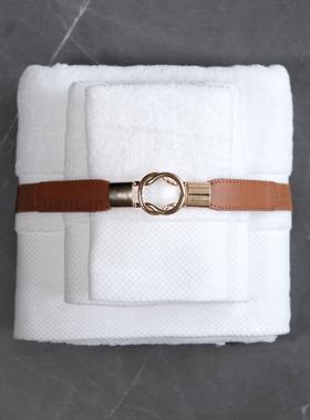 卫浴皮革绑带毛巾浴巾扣三件套