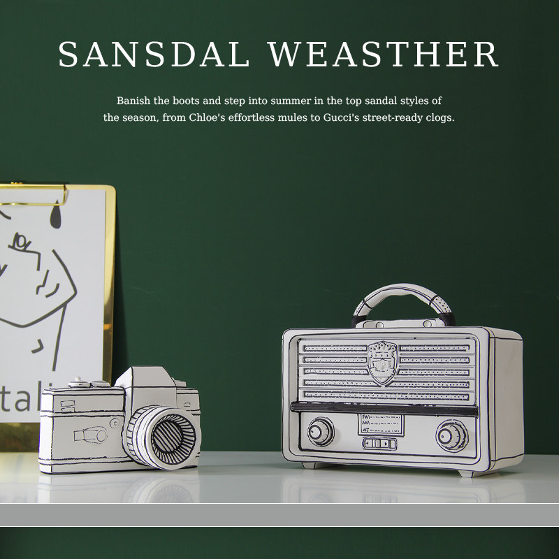 陶瓷单反相机音箱模型道具样板房样板间隔断玄关书房书柜创意摆件