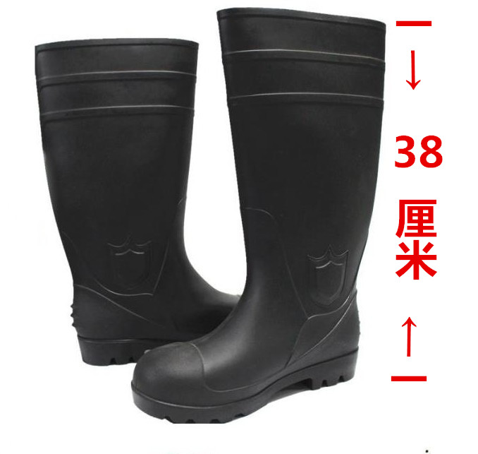 ANTI-SMASHING RAIN BOOTS STEEL TOE WATERPROOF SHOES MENS ANTI-SLIP WATER BOOTS OIL-RESISTANT ACID-ALKALI RESISTANT INDUSTRIAL AND MINING CANTEENS LABOR PROTECTION RAIN BOOTS