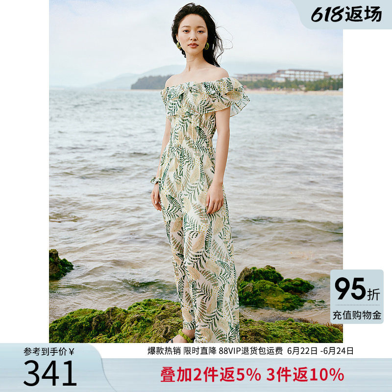 绿色碎花连体裤女衣香丽影2026夏季新款设计感高级气质减龄连体衣