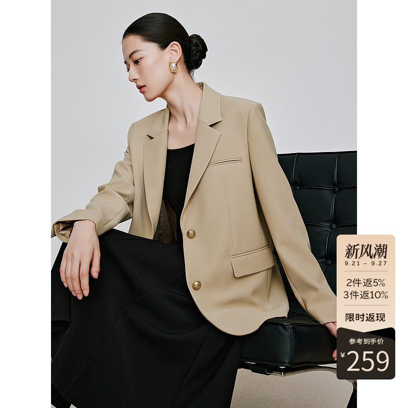 西装外套女卡其高级感衣香丽影2026秋季新款韩系宽松气质休闲西服