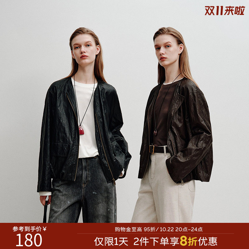 【Y.SING致简】衣香丽影纸薄和风皮衣短外套女2026年秋装新款夹克