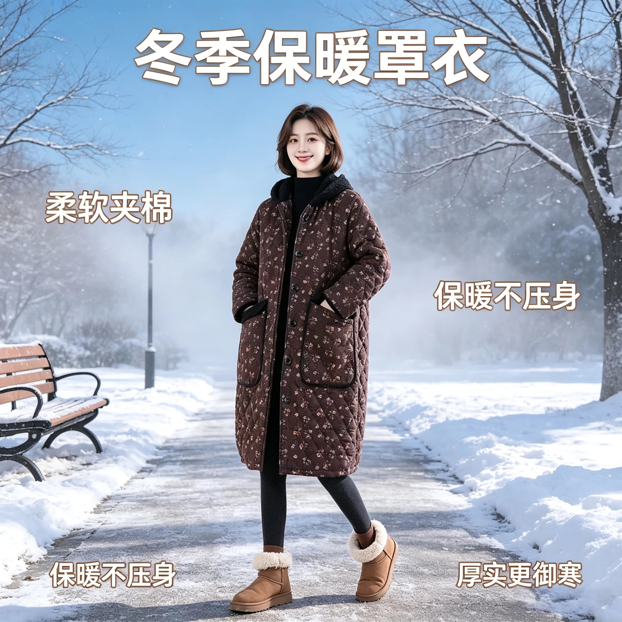 罩衣女士2026新款冬季加绒加厚厨房干活围裙家用长款外套四川省服