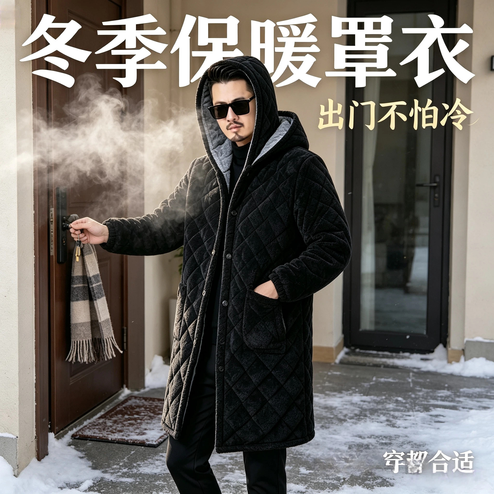 罩衣男款工作服洋气干活可外穿棉服冬季加绒加厚棉衣围裙加长过膝