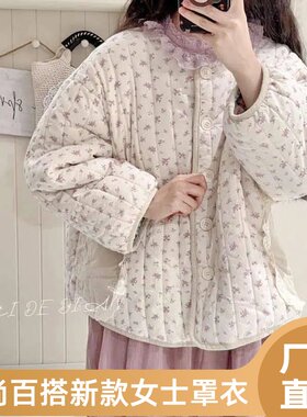 冬季2025新款碎花面包短款宽松外套棉袄棉衣可爱甜美保暖罩衣外套