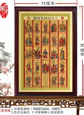 二十四诸天神图画像摆件 人物画像挂画铝合金金属挂画