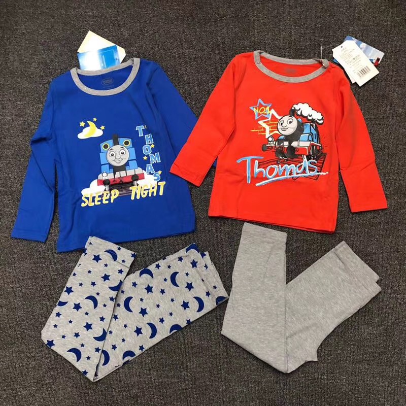 2024新款专柜正品托马斯童装秋衣裤内衣裤卡通睡衣家居服蓝色套装