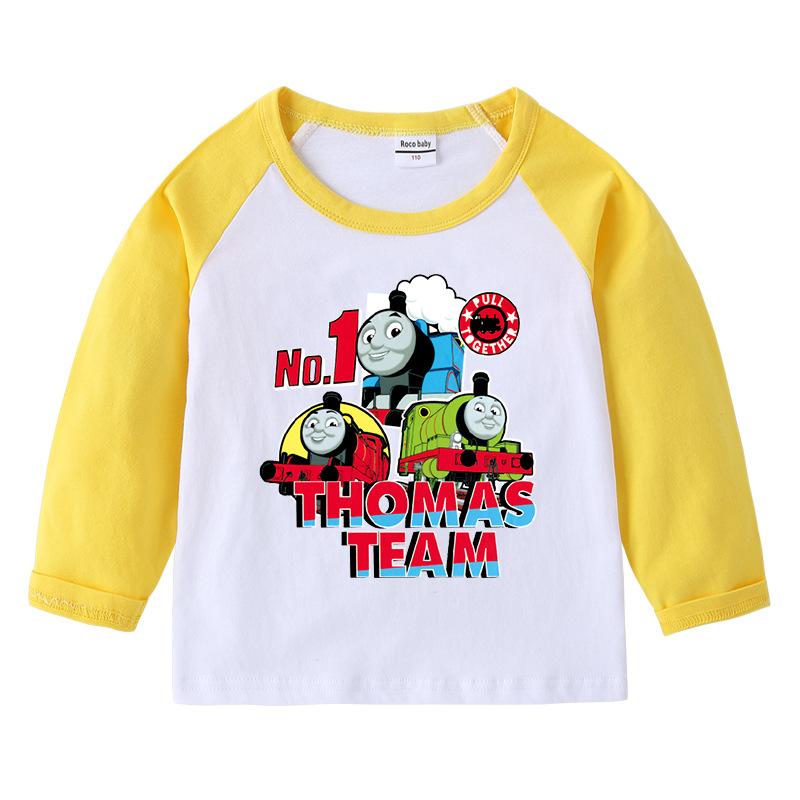 春秋男孩托马斯童装火车儿童纯棉插肩衣服长袖上衣男童宝宝T恤