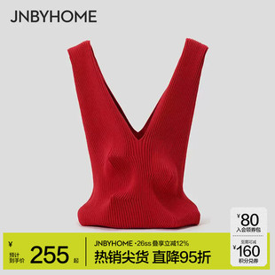 JNBYHOME江南布衣秋冬年针织大容量女纯色简约便携收纳通勤包
