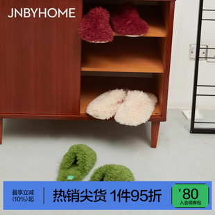 女居家拖鞋 暖绒毛毛拖鞋 JNBYHOME江南布衣秋冬暖绒毛毛拖鞋
