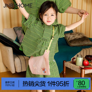 泡泡纱家居服棉质睡衣连衣裙泡泡袖 JNBYHOME江南布衣儿童款 亲子女