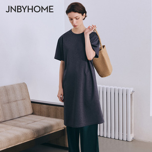 短袖 JNBYHOME江南布衣25新品 睡裙家居服连衣裙女宽松纯色休闲睡衣