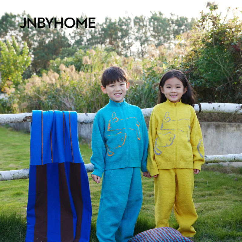 JNBYHOME江南布衣新款冬上衣居服可外穿儿童亲子趣味半边绒睡