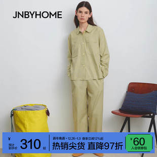 休闲格纹睡衣情侣 家居服套装 JNBYHOME江南布衣25年秋季 新女长袖