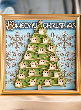 【好物体验专享】梯木叠雕圣诞猫