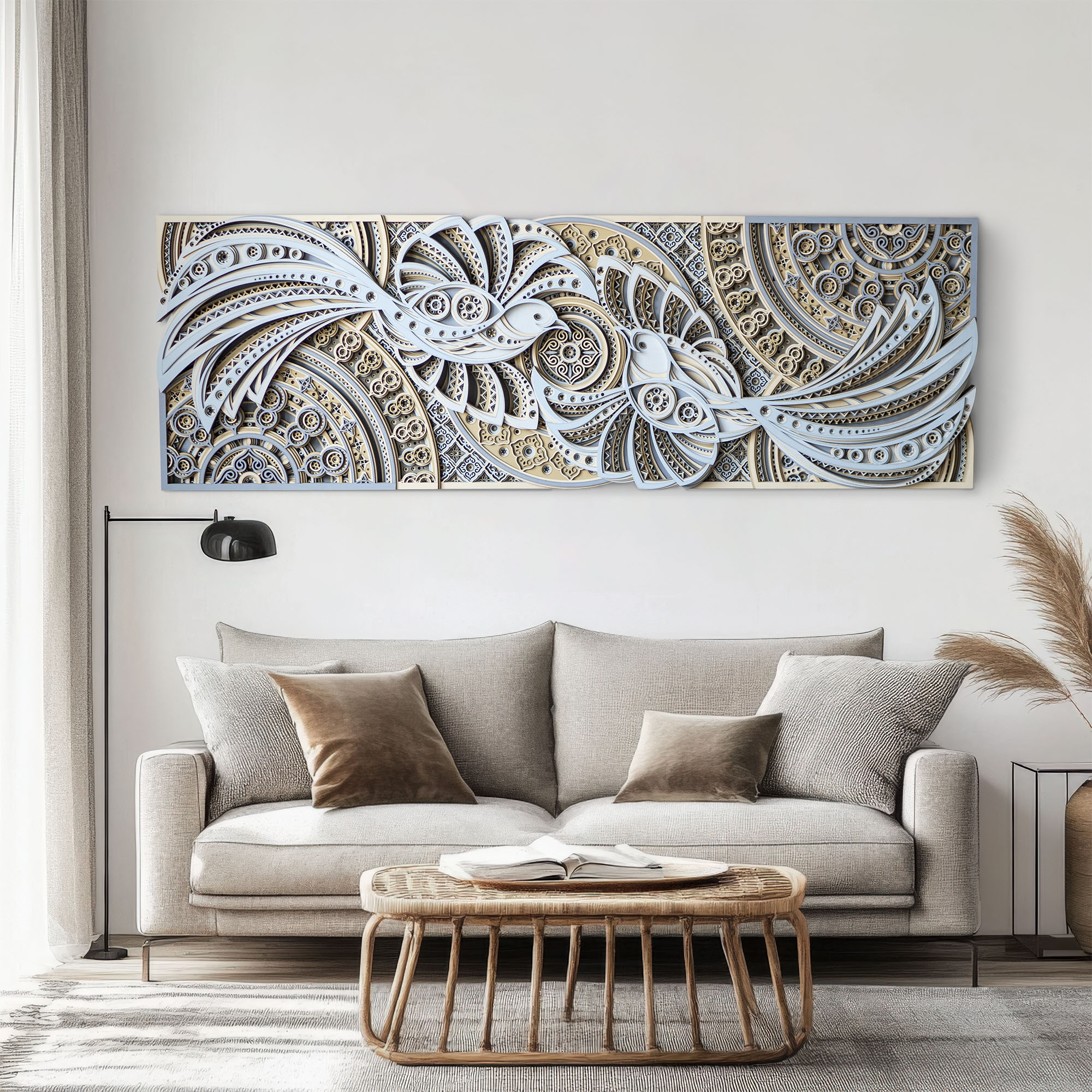 《福禄双喜》梯木叠雕原创装饰画