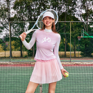 高尔夫女冰丝防晒速干皮肤衣粉色