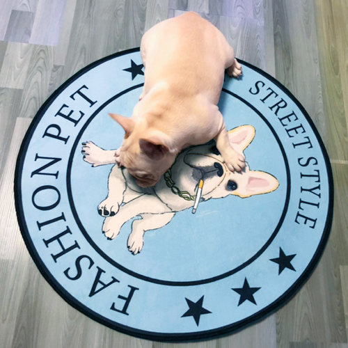 法斗地毯卡通图案防滑圆形睡垫