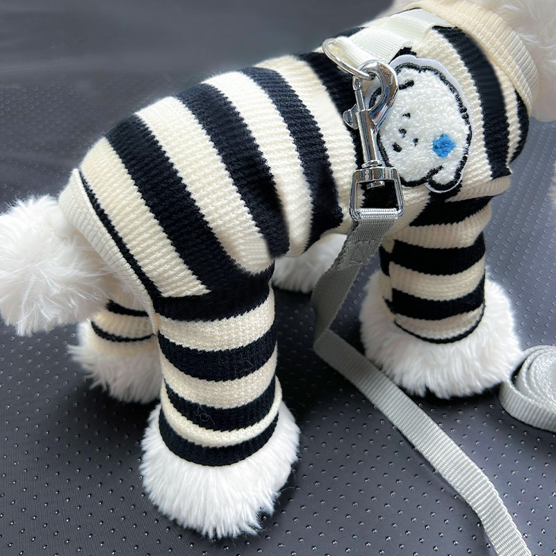 宠物春夏季薄款条纹四脚家居服泰迪比熊小型犬狗狗春夏天打底衣服