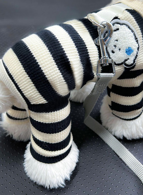 宠物春夏季薄款条纹四脚家居服泰迪比熊小型犬狗狗秋冬天打底衣服