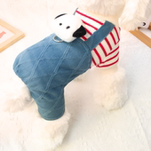 狗狗衣服宠物服装 小型犬比熊博美秋冬保暖加厚牛仔卡通四腿冬棉衣