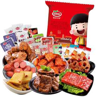 口水娃 鲜卤零食礼包271g 零食大礼包网红小吃辣条鱼豆腐肉脯烤脖