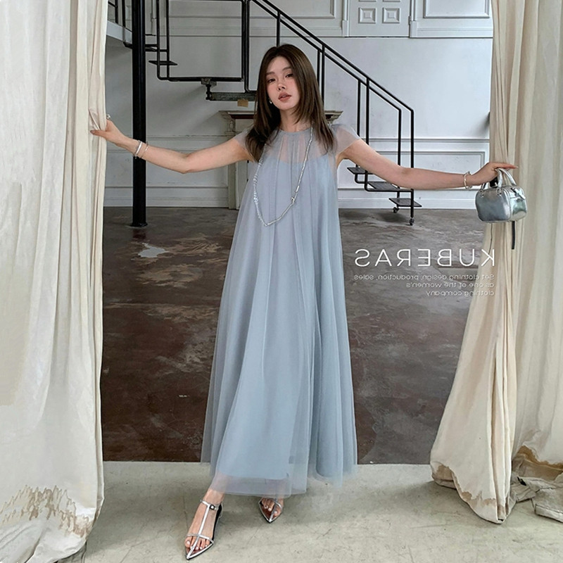 孕妇连衣裙夏季2025新款时尚洋气网纱裙打底吊带裙甜美减龄仙女裙