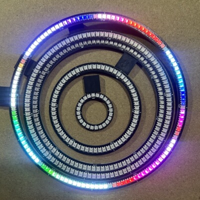 全彩单圈灯环-WS2812，24/48/60/90/100/120/144灯，单灯单色5mA