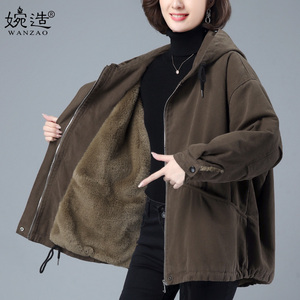 加绒派克棉服女冬韩版宽松中年妈妈冬装新款洋气保暖加厚棉衣外套