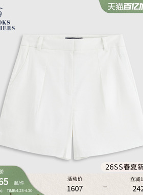 Brooks Brothers/布克兄弟女士26春夏新品亚麻纯色百搭设计感短裤