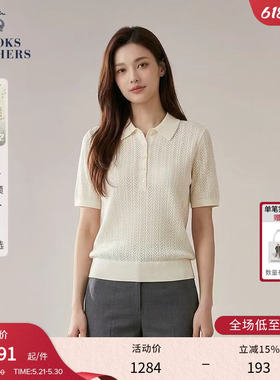 Brooks Brothers/布克兄弟女士26春夏镂空人字纹纯色优雅polo衫
