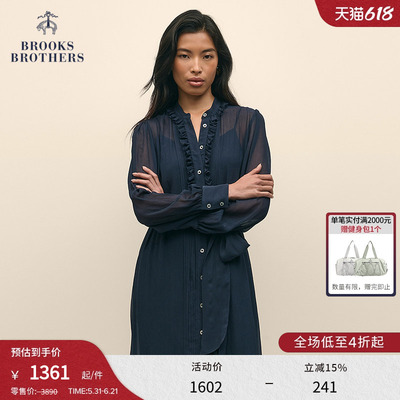 布克兄弟女士纯色内衬连衣裙