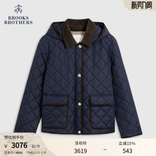 连帽按扣菱格绗缝棉服 布克兄弟女士25秋冬美式 Brooks Brothers