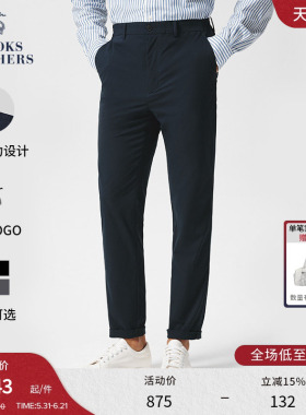 Brooks Brothers/布克兄弟男士春夏新款薄弹力反光logo休闲长裤
